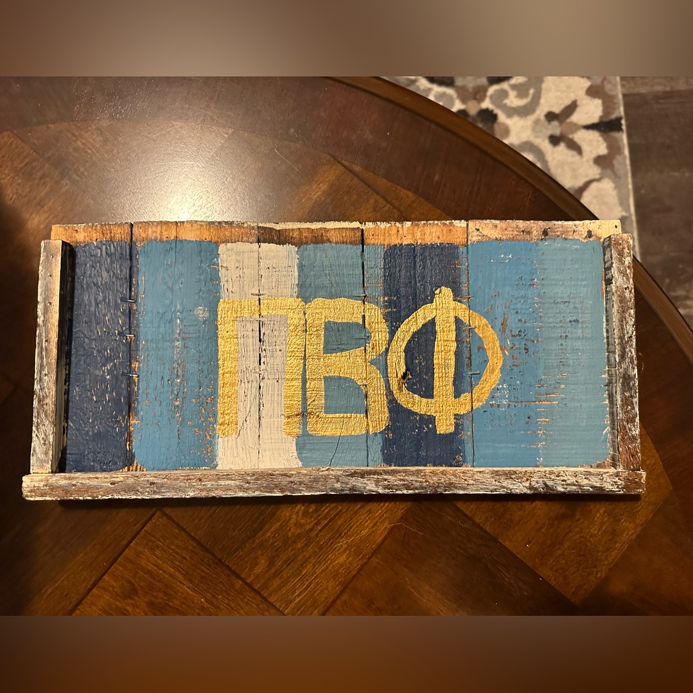 Pi Beta Phi painted unfinished wood